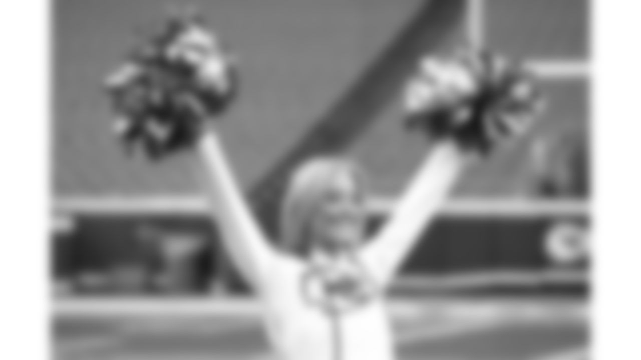 The Kansas City Chiefs Cheerleaders and Entertainment teams prior to a week 17 NFL Football game against the Denver Broncos on December 25, 2025 in Kansas City, MO.