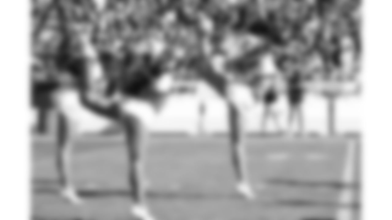 The Kansas City Chiefs Cheerleaders perform on the field during a week 7 NFL Football game against the Las Vegas Raiders on Sunday, October 19, 2025.