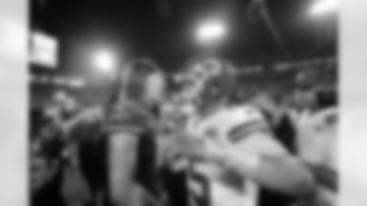 Kansas City Chiefs quarterback Patrick Mahomes (15) and Jacksonville Jaguars quarterback Trever Lawrence after a week 5 NFL football game against the Jacksonville Jaguars, Monday, October 6, 2025, in Jacksonville, FL.