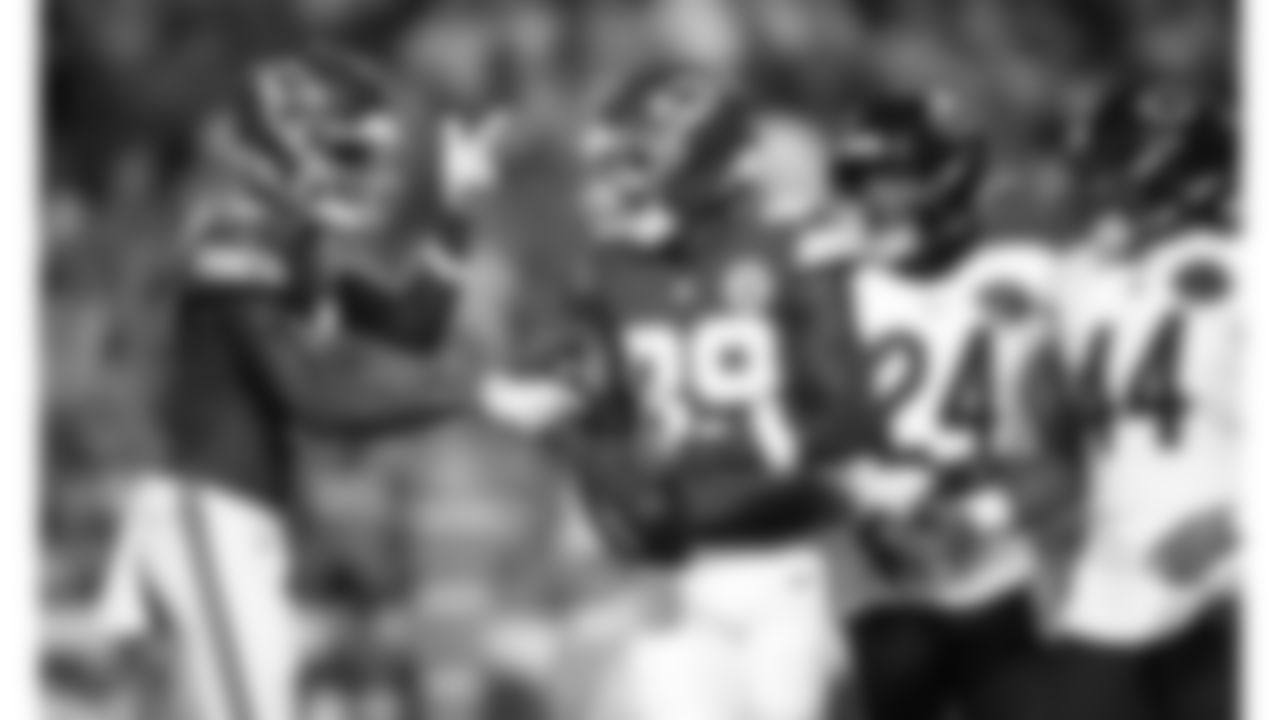 Kansas City Chiefs wide receiver Tyquan Thornton (2) celebrates with wide receiver Jason Brownlee (89) during a preseason week 3 NFL football game against the Chicago Bears, Friday, August 22, 2025 in Kansas City, MO.