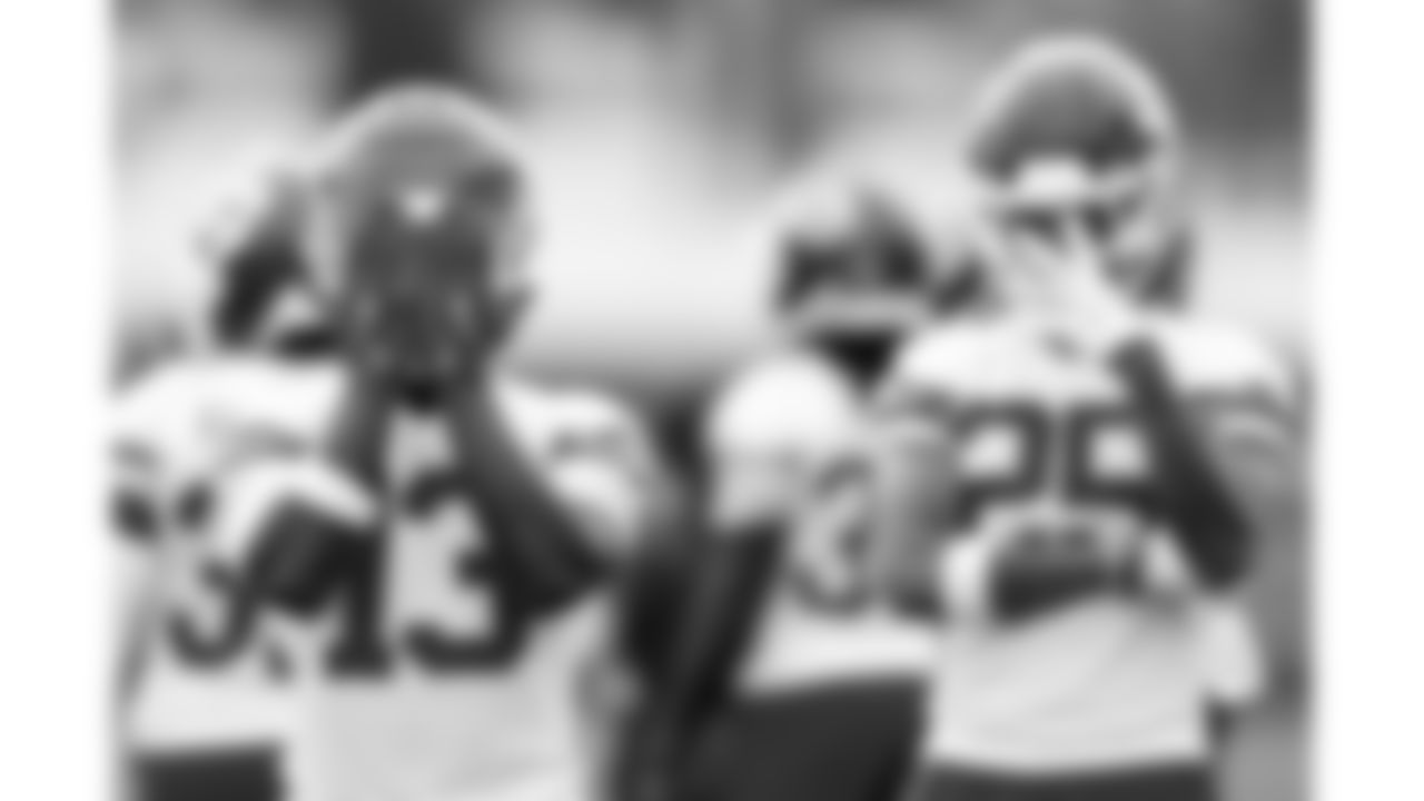 Kansas City Chiefs safeties Nazeeh Johnson (13) and Glendon Miller (25) at practice during phase 3 of OTAs on Friday, June 13, 2025 in Kansas City, MO.