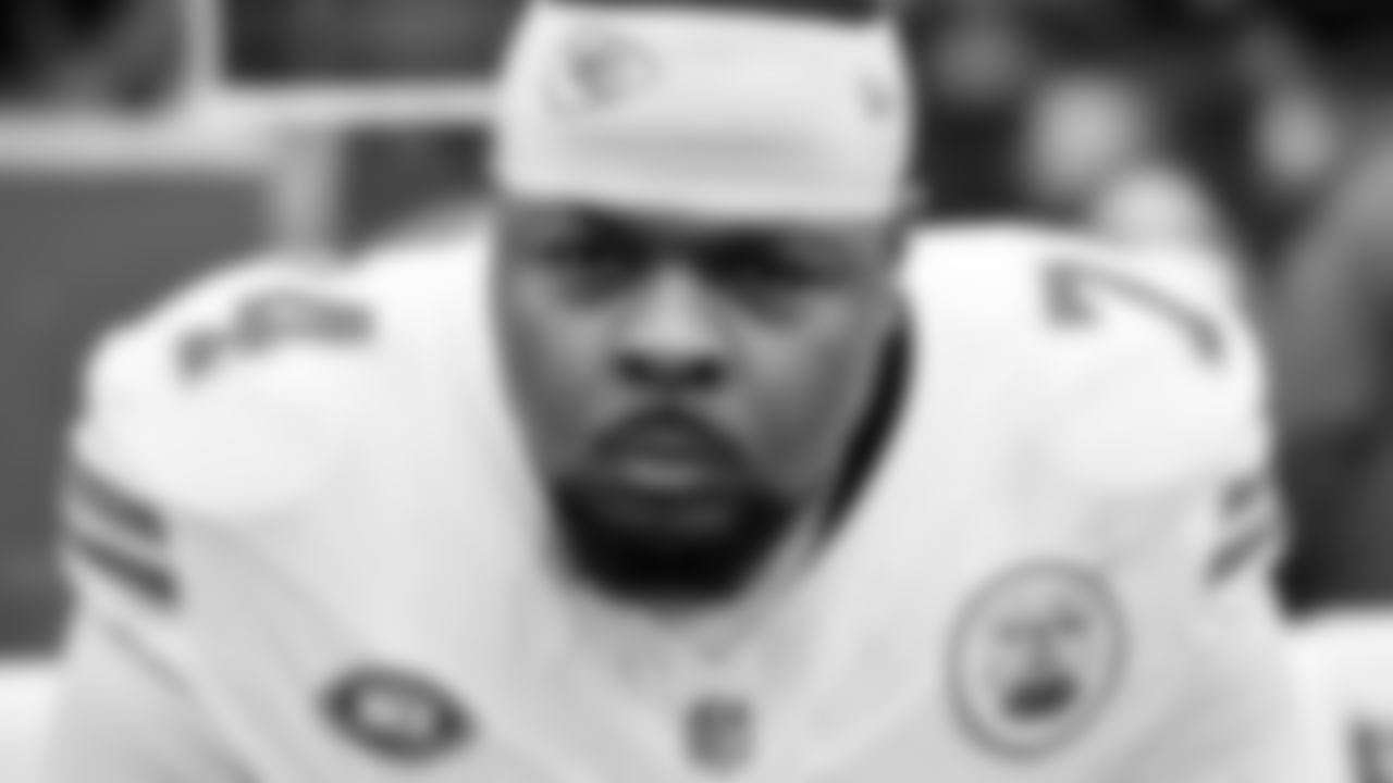 Kansas City Chiefs offensive tackle Jawaan Taylor (74) prior to the AFC Championship Game against the Baltimore Ravens on Sunday, January 28, 2024 in Baltimore.