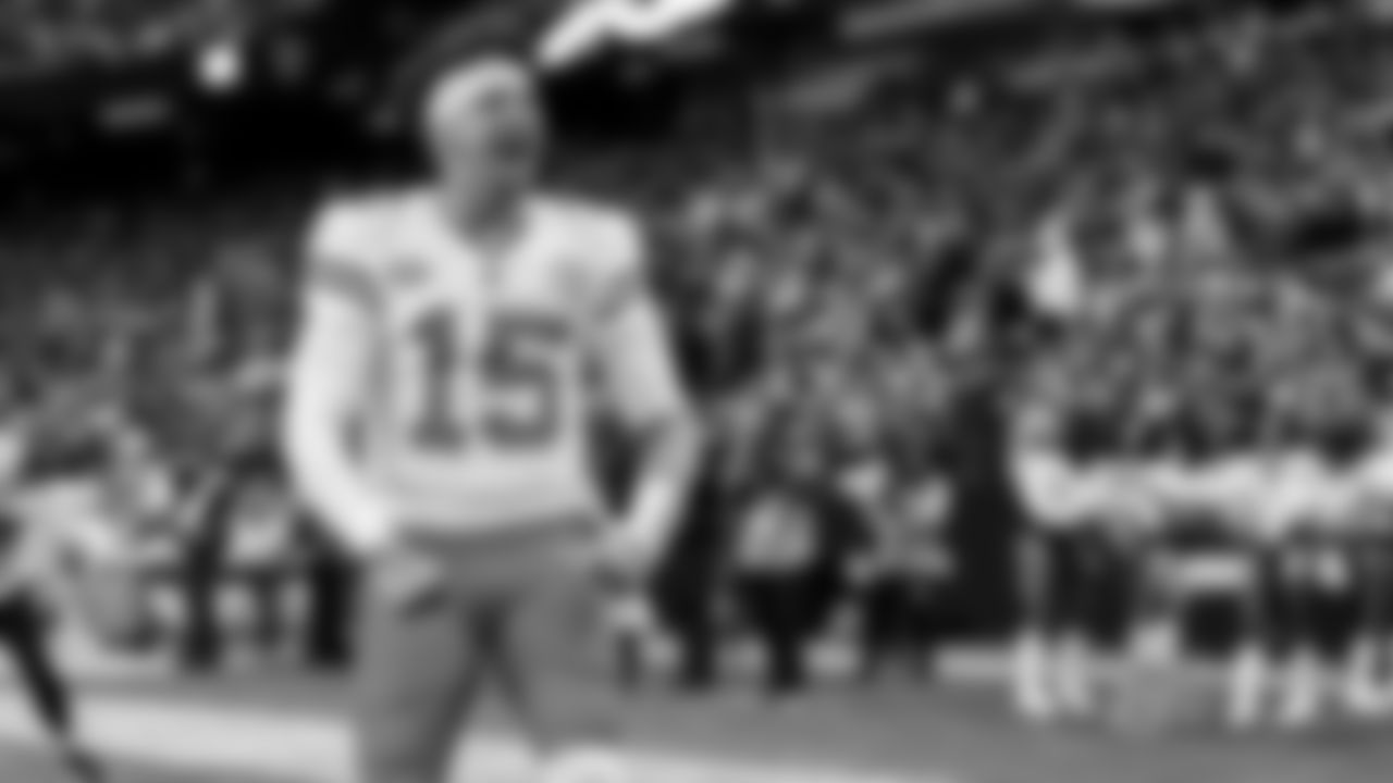 Kansas City Chiefs quarterback Patrick Mahomes (15) yells prior to the regular season Week 12 NFL Football Game at Allegiant Stadium in Las Vegas, NV on Sunday, November 26, 2023.