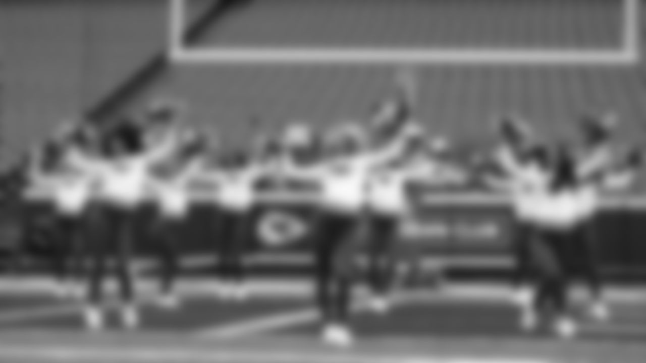 Kansas City Chiefs Cheerleaders before a week 8 NFL football game against the Washington Commanders, Monday, October 27, 2025, in Kansas City, MO.