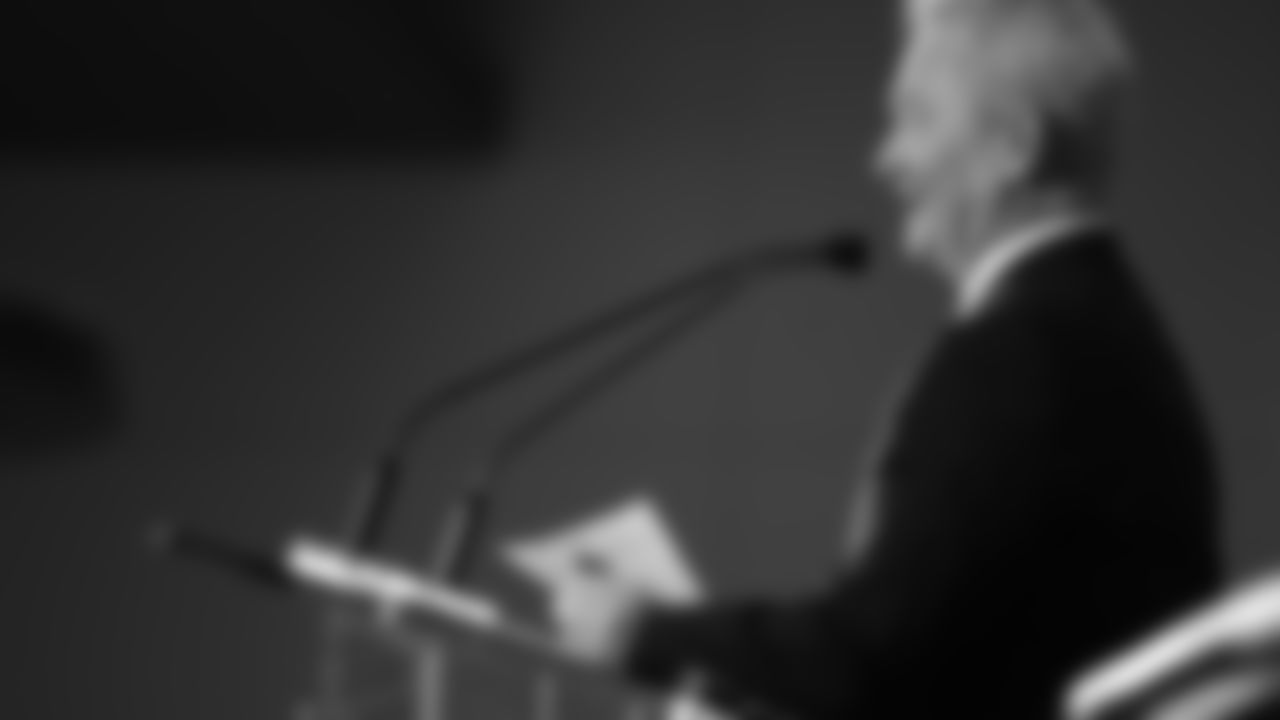 Mitch Holthus at during Hall of Fame ceremony prior to an NFL week 14 matchup against the Houston Texans, Sunday December 7, 2025.