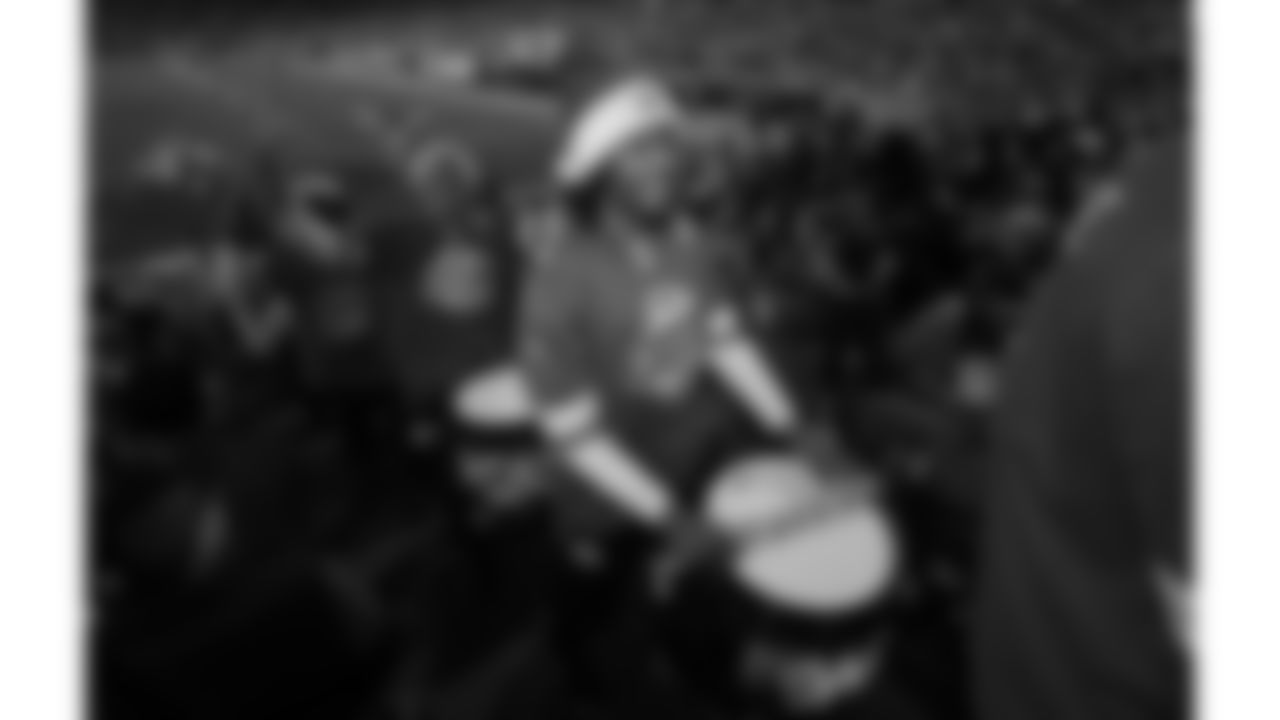 The Kansas City Chiefs Cheerleaders and Entertainment teams during a week 17 NFL Football game against the Denver Broncos on December 25, 2025 in Kansas City, MO.