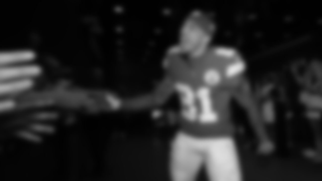Kansas City Chiefs wide receiver Nikko Remigio (81) high fives fans in the Bud Light Locker Room Club following the week 6 NFL football game against the Detroit Lions, Sunday, October 12, 2025 in Kansas City, MO.