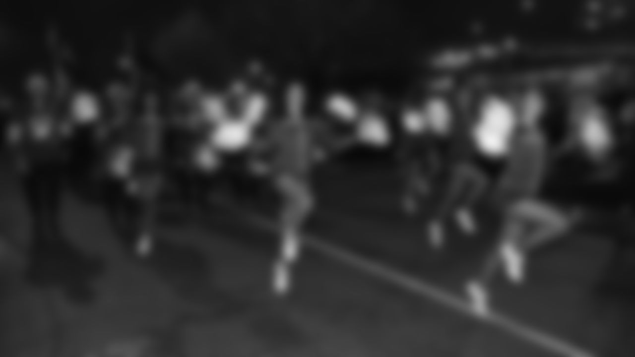 The Kansas City Chiefs Cheerleaders and Entertainment teams prior to a week 17 NFL Football game against the Denver Broncos on December 25, 2025 in Kansas City, MO.