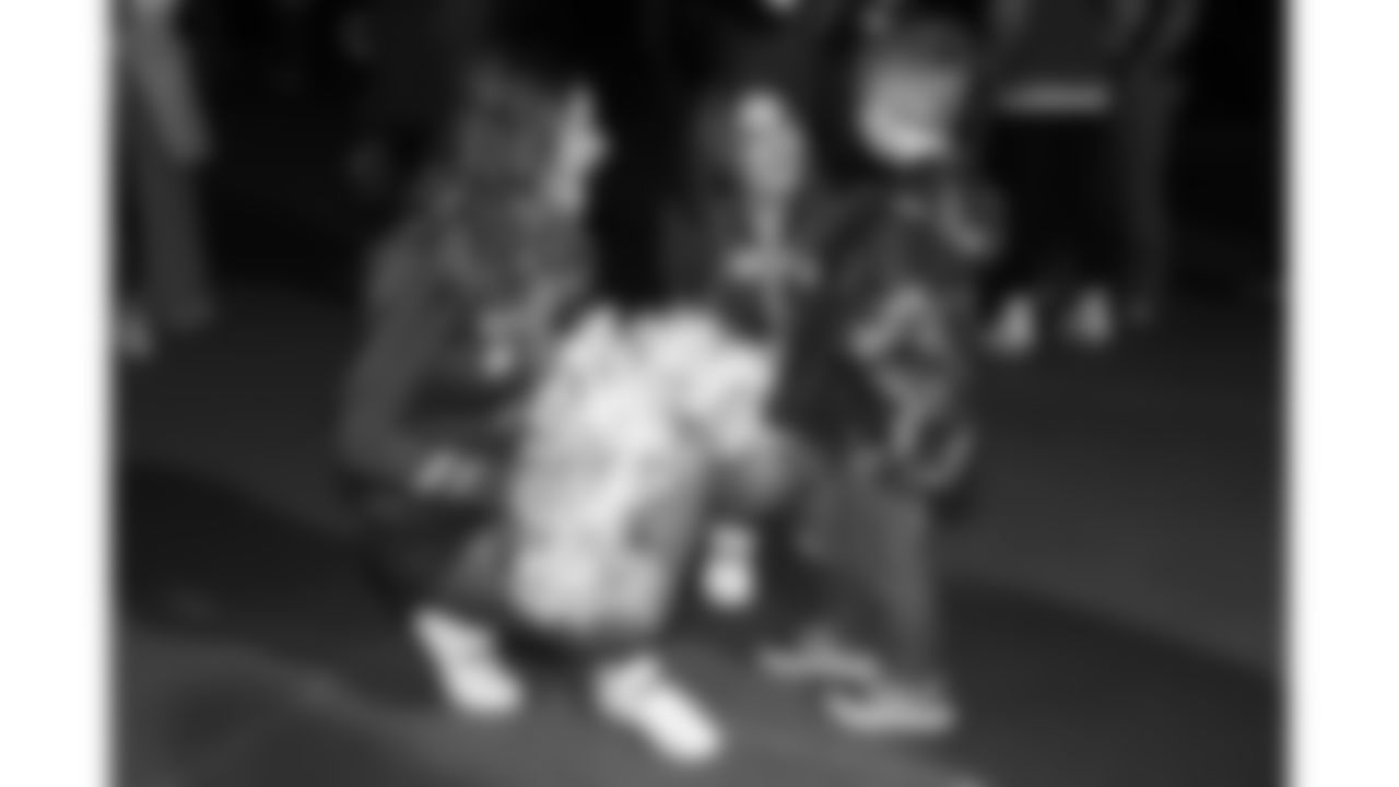 The Kansas City Chiefs Cheerleaders and Entertainment teams prior to a week 17 NFL Football game against the Denver Broncos on December 25, 2025 in Kansas City, MO.