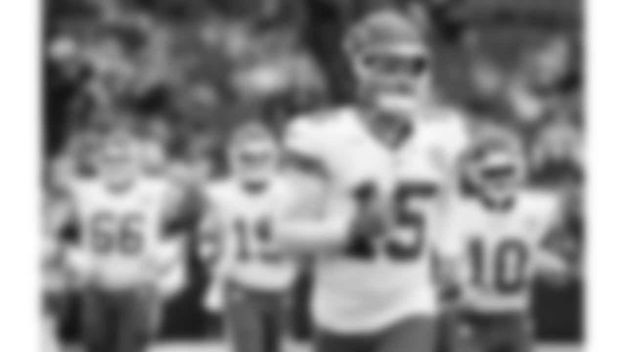 Kansas City Chiefs quarterback Patrick Mahomes (15) runs onto the field prior to a preseason week 2 NFL football game against the Seattle Seahawks, Friday, August 15, 2025 in Seattle, WA.