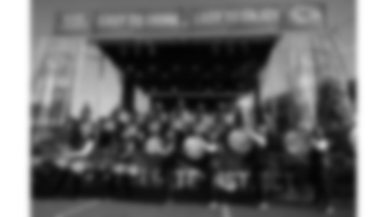 Chiefs Rumble performs prior to a week 15 NFL Football game against the Los Angeles Chargers on Sunday, December 14, 2025 in Kansas City, MO.