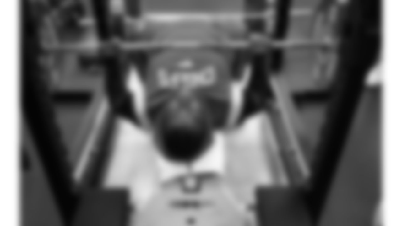 Kansas City Chiefs tackle Chukwuebuka Godrick (72) puts in work in the weight room on Thursday, June 5, 2025.