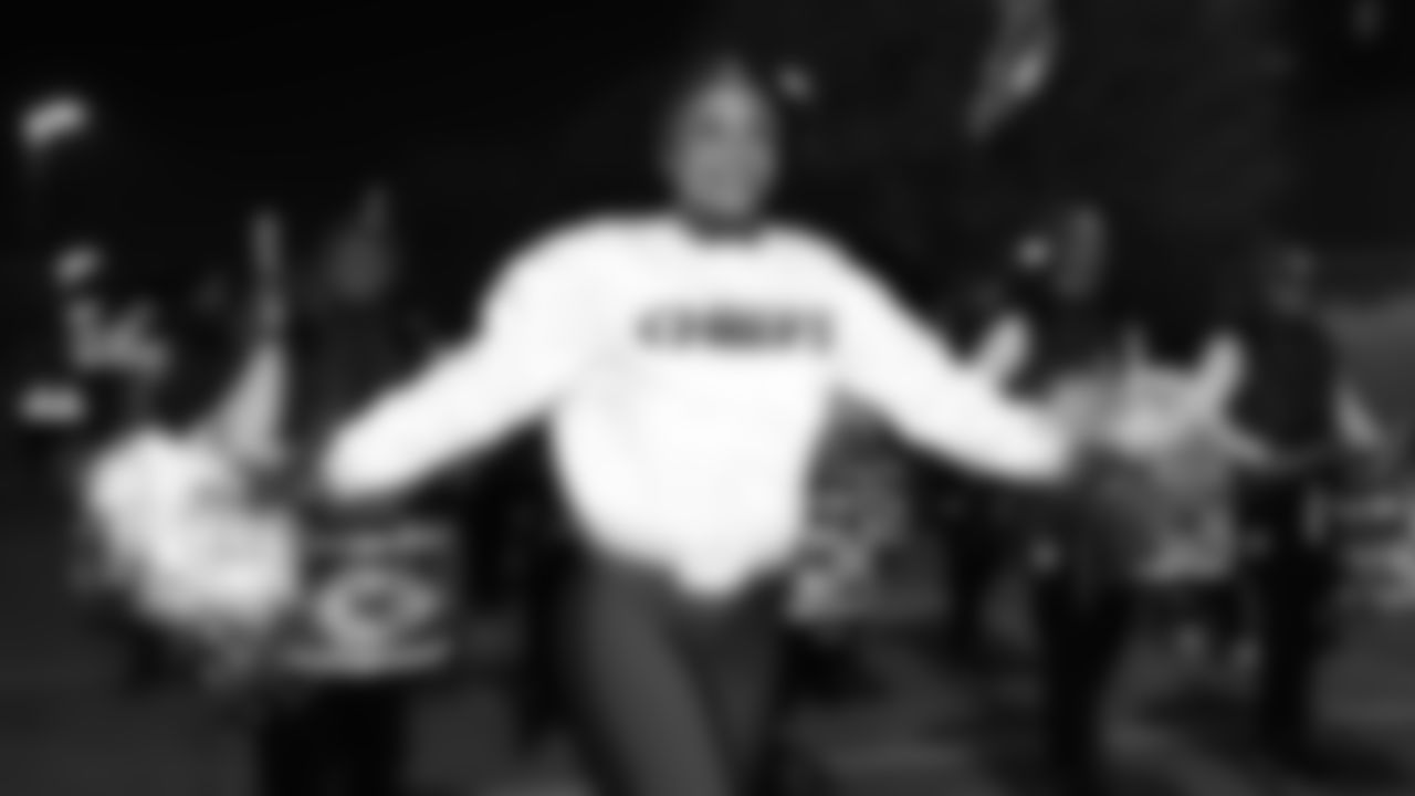 Kansas City Chiefs Cheerleaders at the pregame parade prior to a week 14 NFL Football game against the Houston Texans on Sunday, December 7, 2025 in Kansas City, MO.