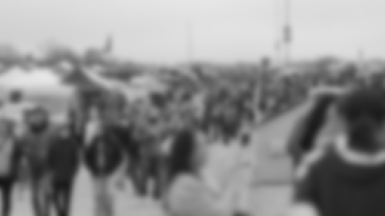 Fans walk toward GEHA Field at Arrowhead Stadium prior to a week 12 NFL football game between the Kansas City Chiefs and the Indianapolis Colts, Sunday, November 23, 2025 in Kansas City, MO.