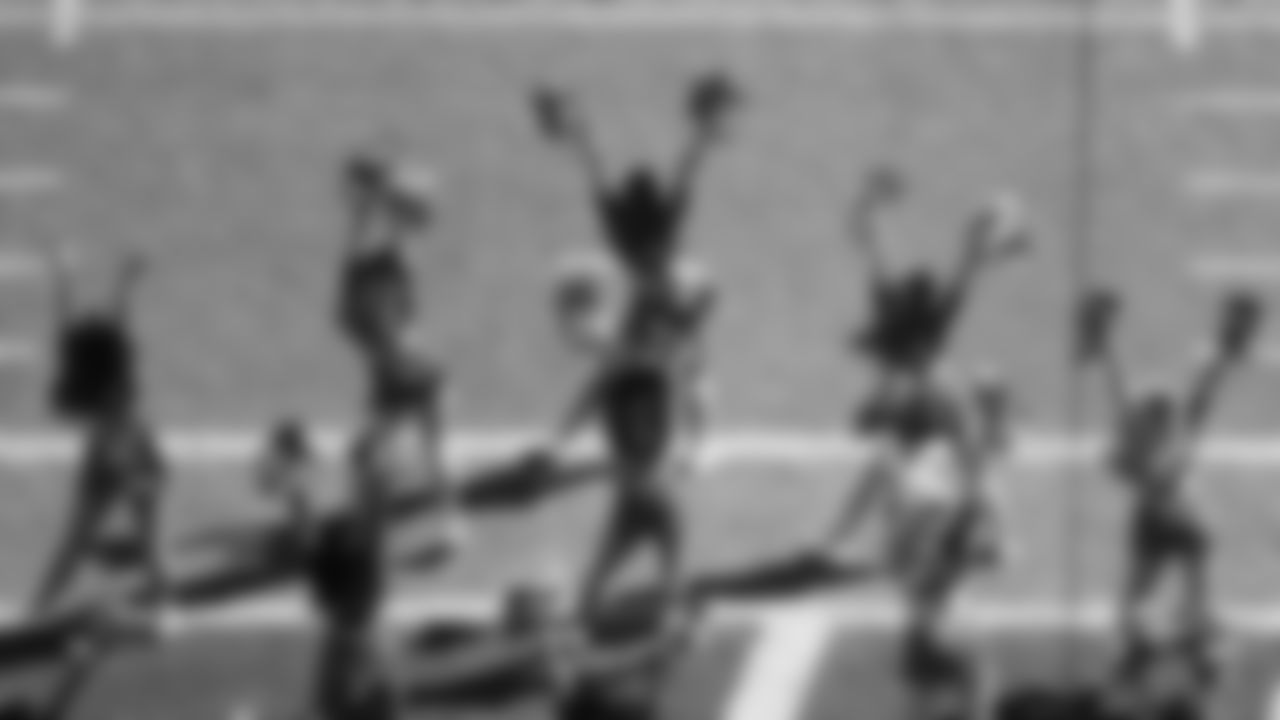 Kansas City Chiefs Cheerleaders perform during a week 7 NFL Football game against the Las Vegas Raiders on Sunday, October 19, 2025.