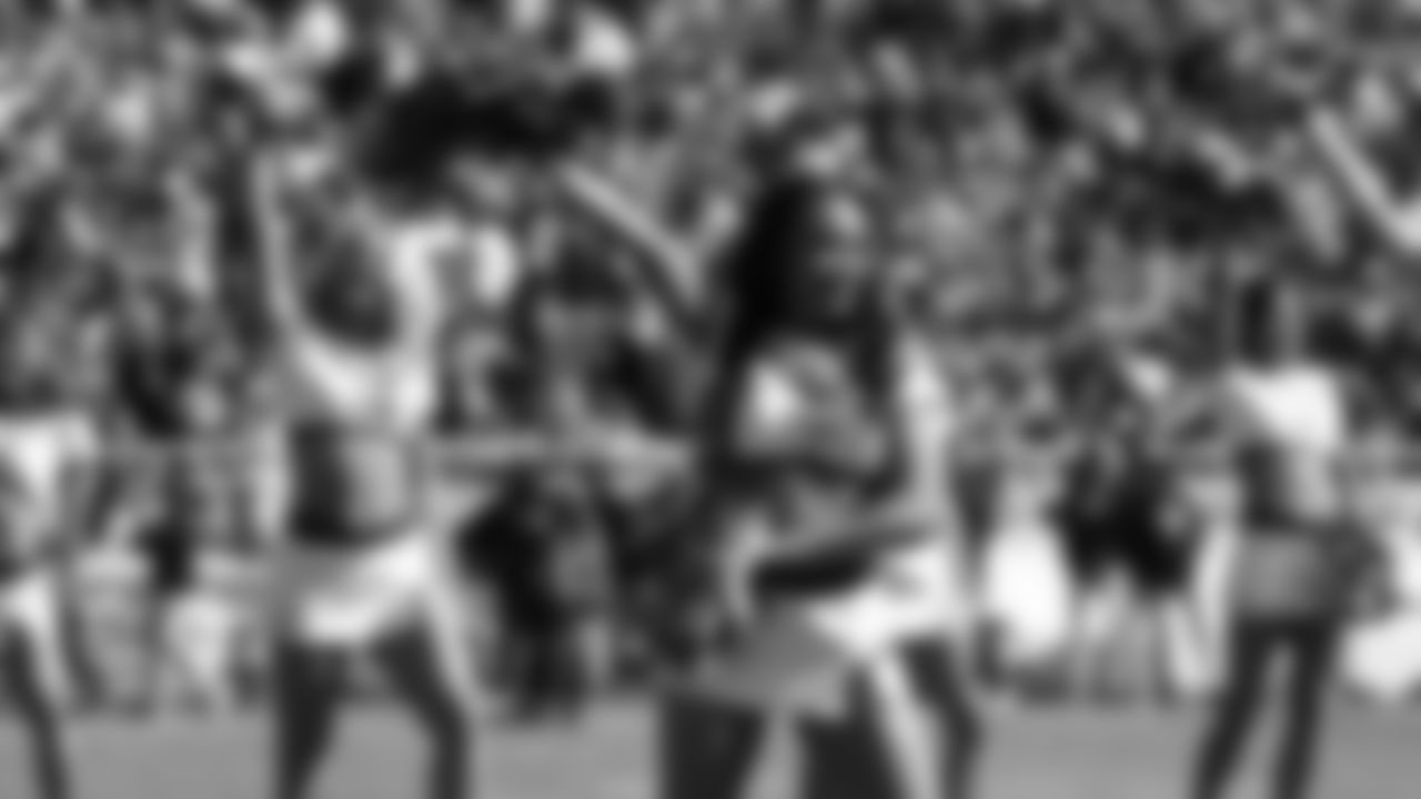 A Kansas City Chiefs Cheerleader performs on the field during a week 7 NFL Football game against the Las Vegas Raiders on Sunday, October 19, 2025.