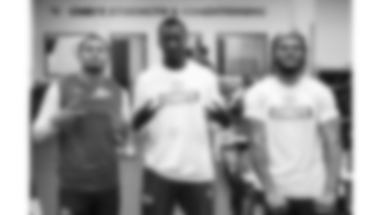 Kansas City Chiefs cornerbacks Trent McDuffie (22), Joshua Williams (2), and Eric Scott (45) in the weight room on Thursday, June 5, 2025.