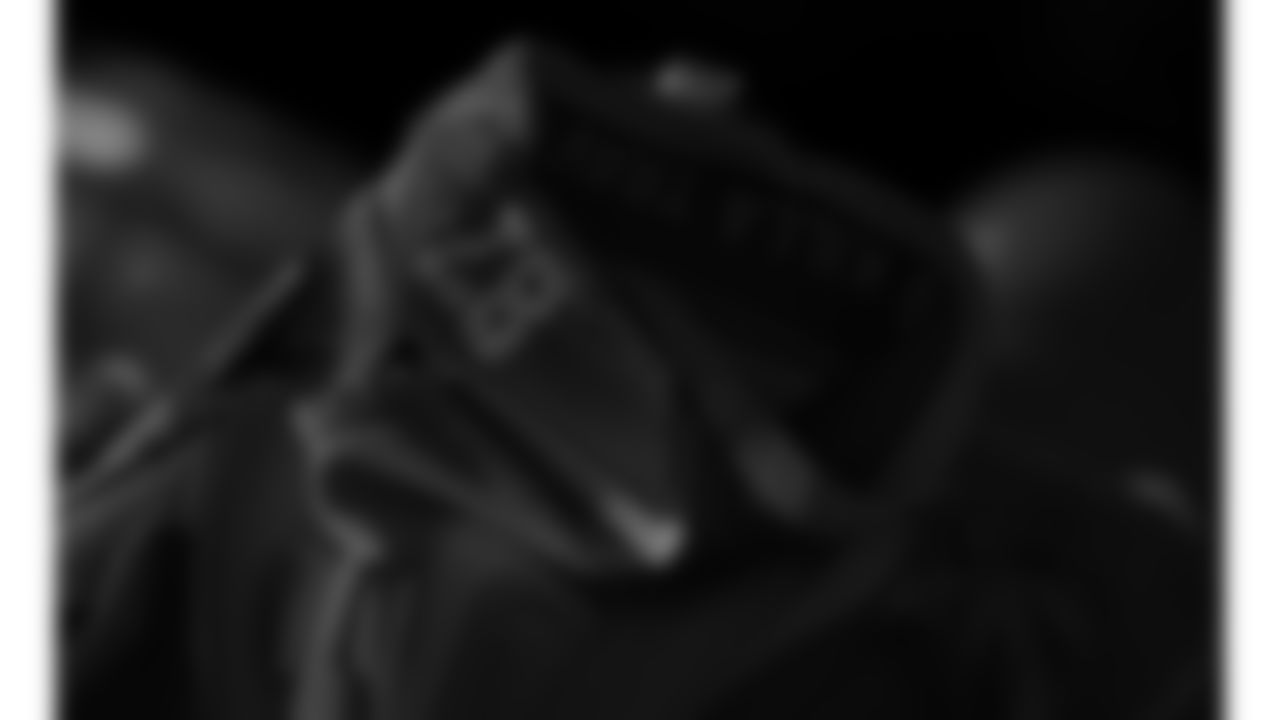 A detail of Kansas City Chiefs tight end Travis Kelce's (87) gloves in his locker prior to a week 18 NFL football game against the Las Vegas Raiders, Sunday, January 4, 2026 in Las Vegas, NV.