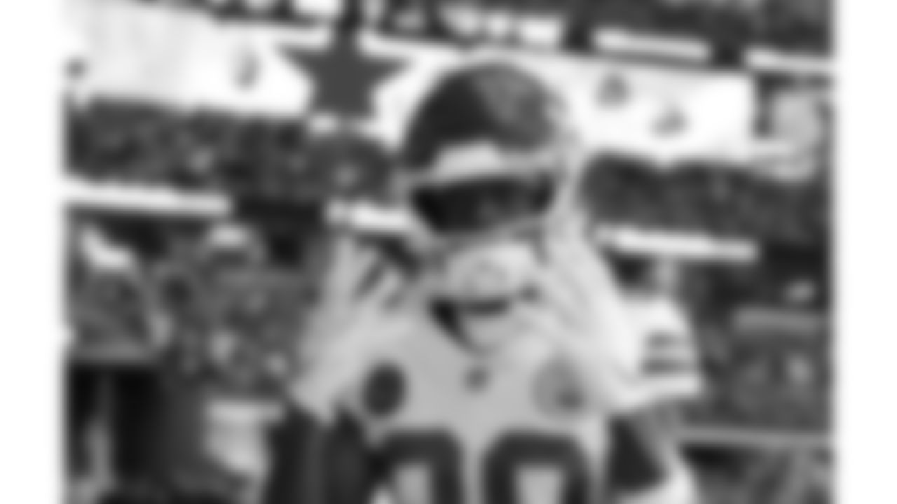 Kansas City Chiefs wide receiver Tyquan Thornton (80) prior to a week 13 NFL football game against the Dallas Cowboys on Thursday, November 27, 2025 in Arlington, TX.