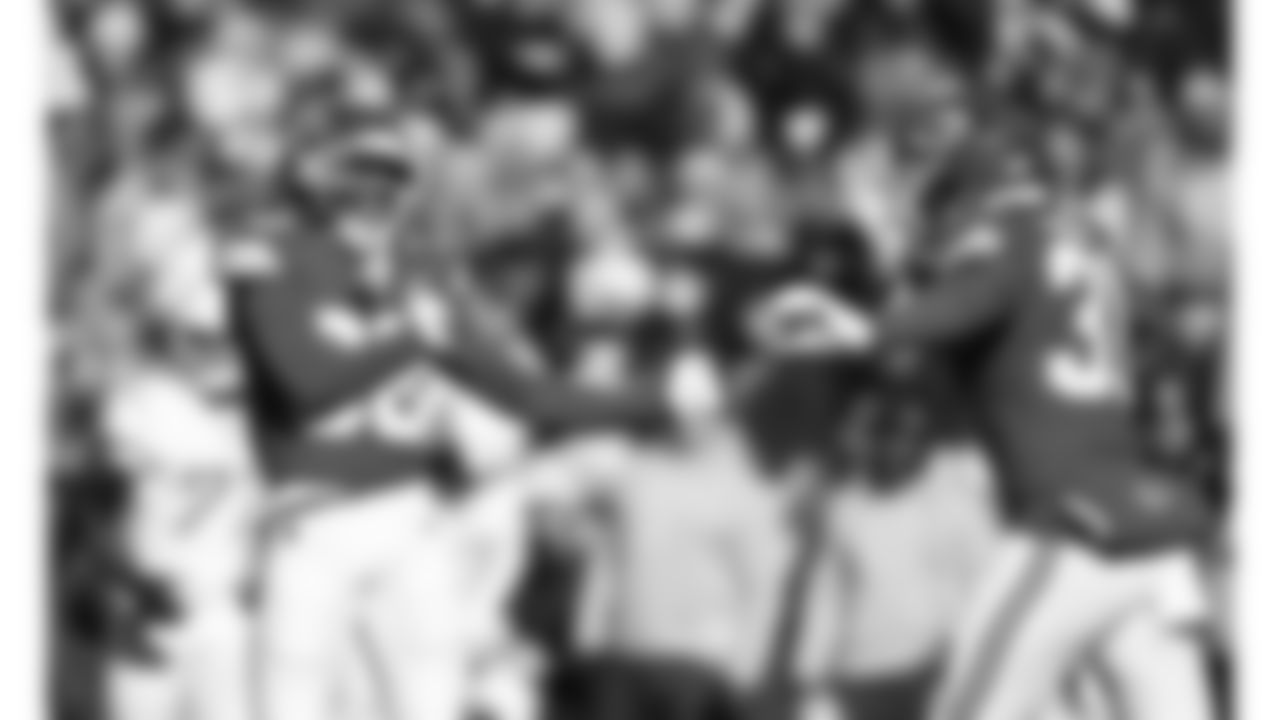 Kansas City Chiefs defensive back Kevin Knowles (38) celebrates during a week 15 NFL football game against the Los Angeles Chargers, Sunday, December 14, 2025 in Kansas City, MO.