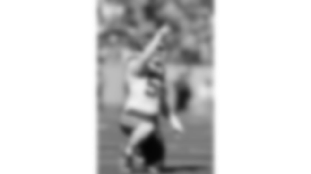 Kansas City Chiefs defensive end George Karlaftis (56) makes a signal during a week 16 NFL Football game against the Tennessee Titans on Sunday, December 21, 2025 in Nashville, Tennessee.