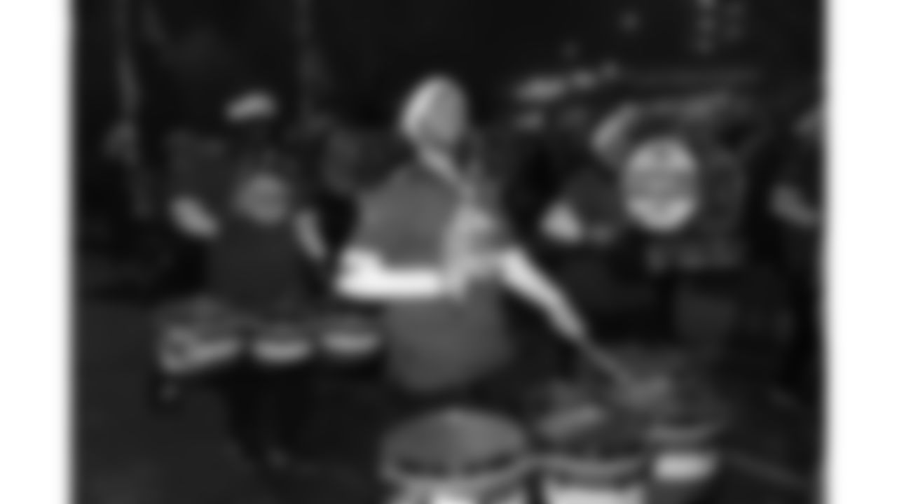 The Kansas City Chiefs Cheerleaders and Entertainment teams prior to a week 17 NFL Football game against the Denver Broncos on December 25, 2025 in Kansas City, MO.