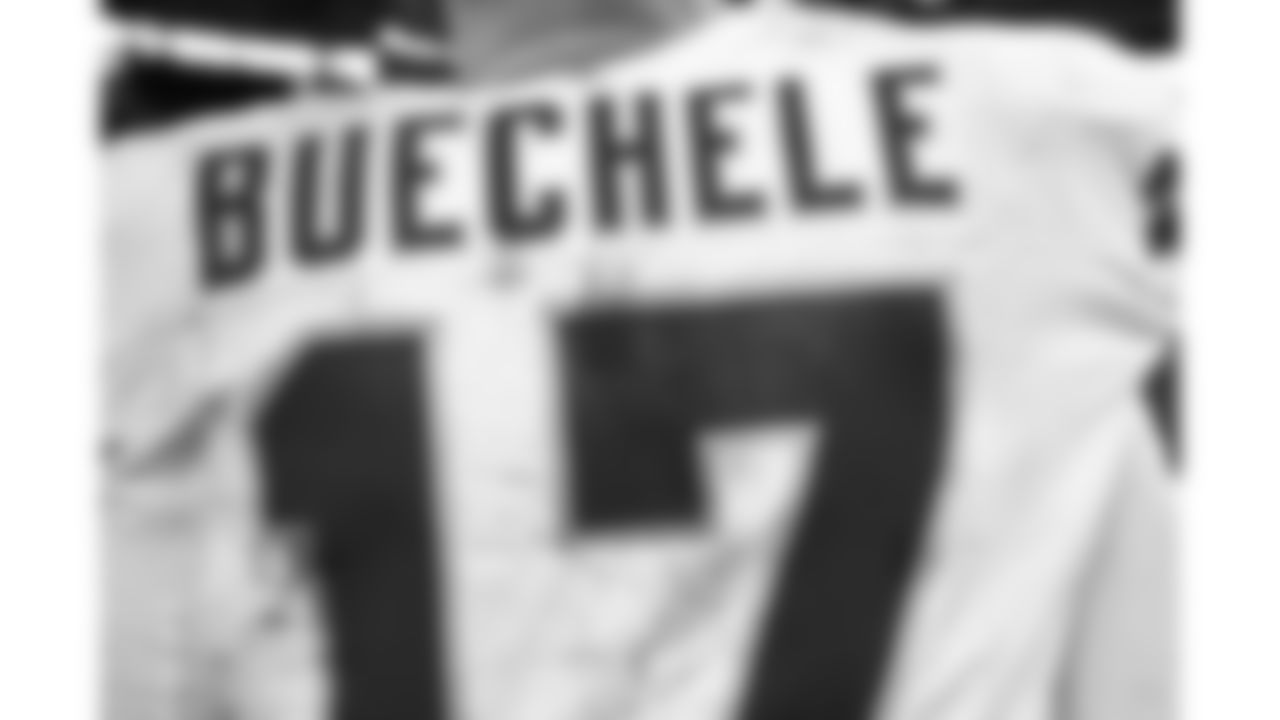 Kansas City Chiefs quarterback Shane Buechele (17) following a week 18 NFL football game against the Las Vegas Raiders, Sunday, January 4, 2026 in Las Vegas, NV.