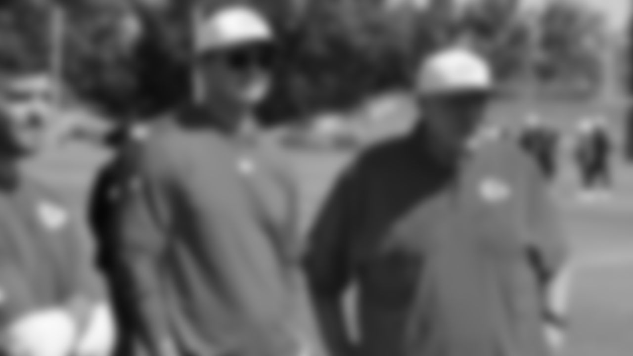Kansas City Chiefs President Mark Donovan and Kansas City Chiefs Head Coach Andy Reid during training camp on day 6 of practice Monday, July 28, 2025.