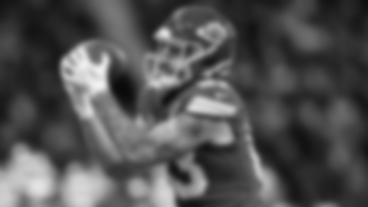 Kansas City Chiefs tight end Noah Gray (83) makes a catch during the regular season Week 9 NFL Football Game on Sunday, November 5, 2023 at Deutsche Bank Park in Frankfurt, Germany.