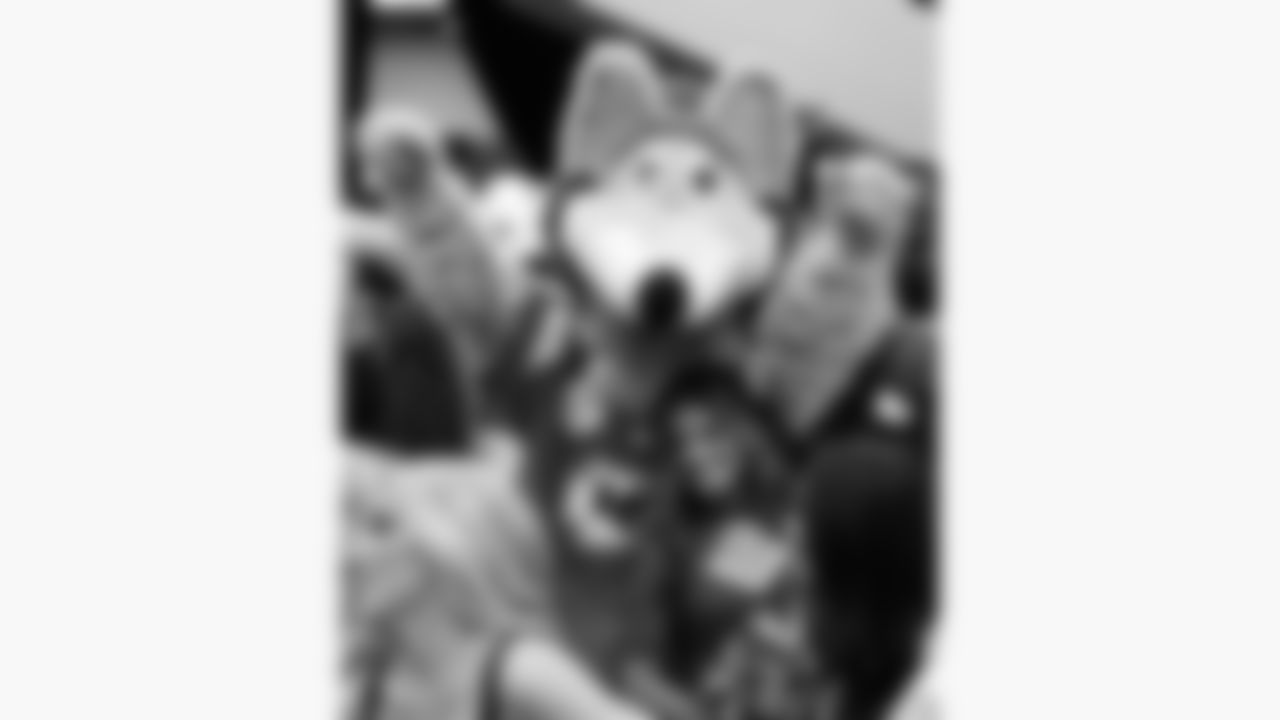 Kansas City Chiefs Cheerleader Sadie and KC Wolf before the 2026 NFL Pro Bowl in San Francisco, California on Tuesday, February 3, 2026.