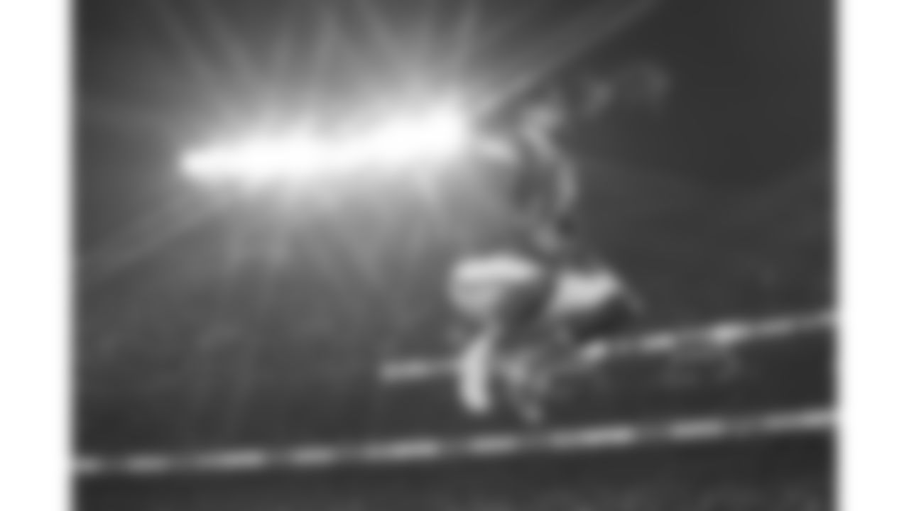 Kansas City Chiefs quarterback Patrick Mahomes (15) jumps in the end zone prior to a week 14 NFL football game against the Houston Texans, Sunday, December 7, 2025 in Kansas City, MO.