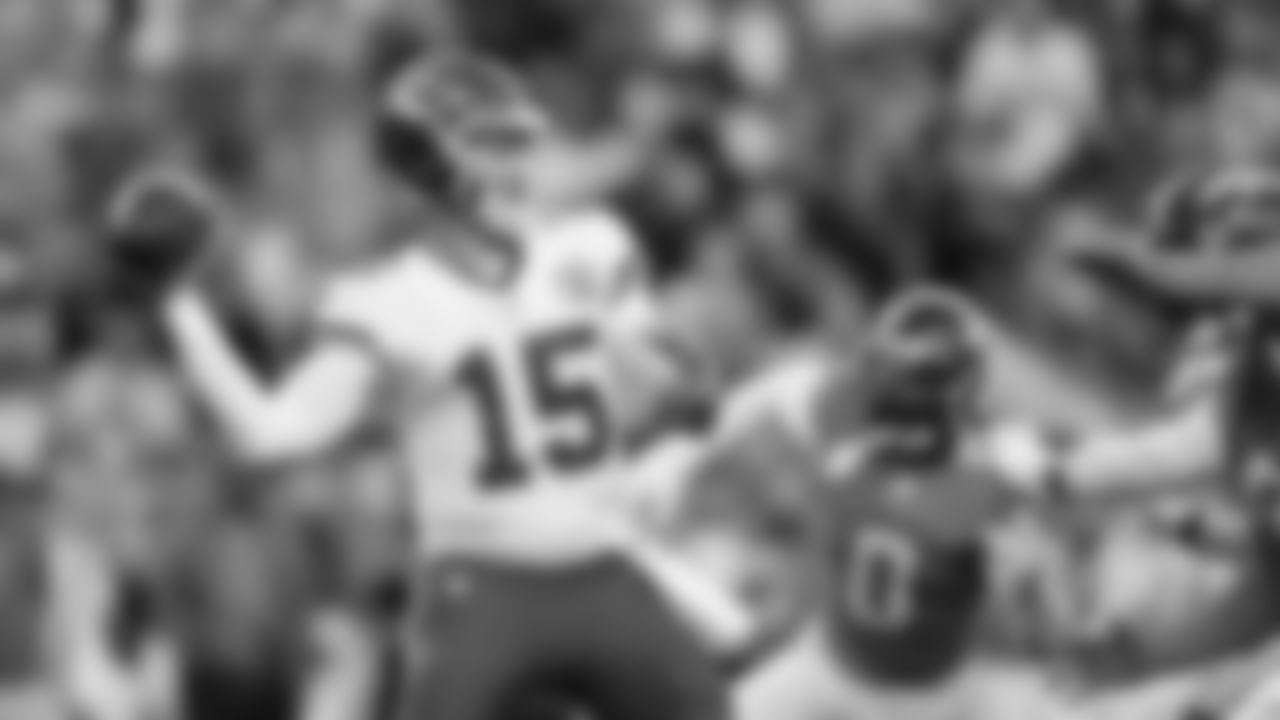 Kansas City Chiefs quarterback Patrick Mahomes (15) shows a pass during a week 11 NFL Football game against the Denver Broncos on Sunday, November 16, 2025 in Denver, Colorado.