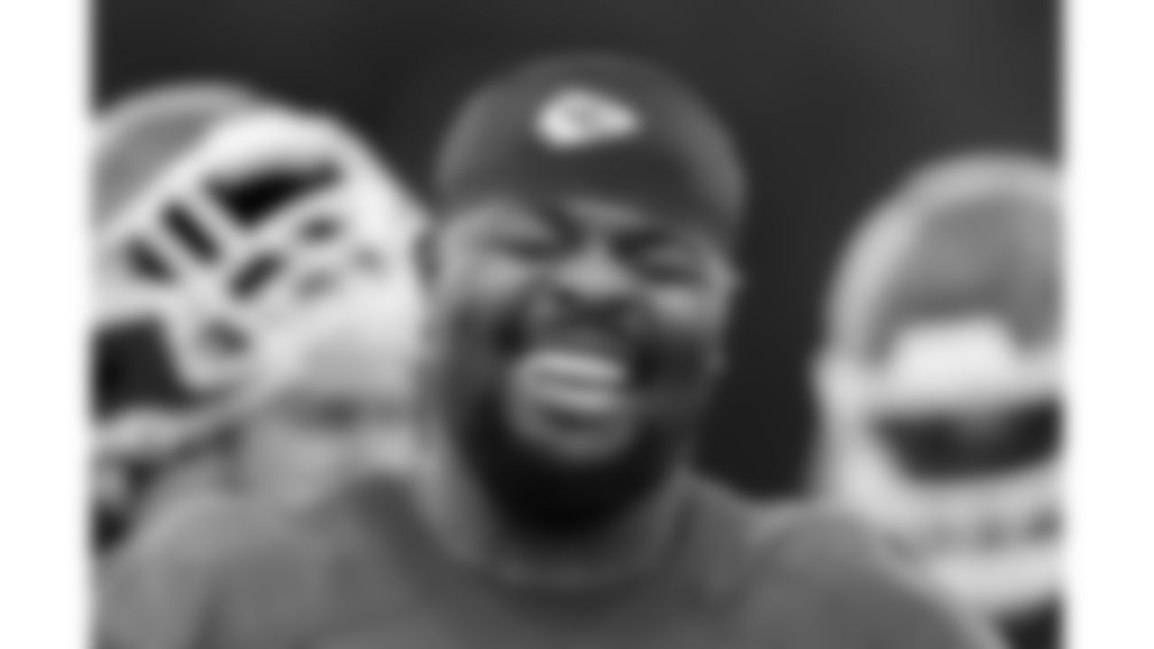 Kansas City Chiefs tackle Jawaan Taylor (74) practices during phase 3 of OTAs on Thursday June 12, 2025 in Kansas City, MO.