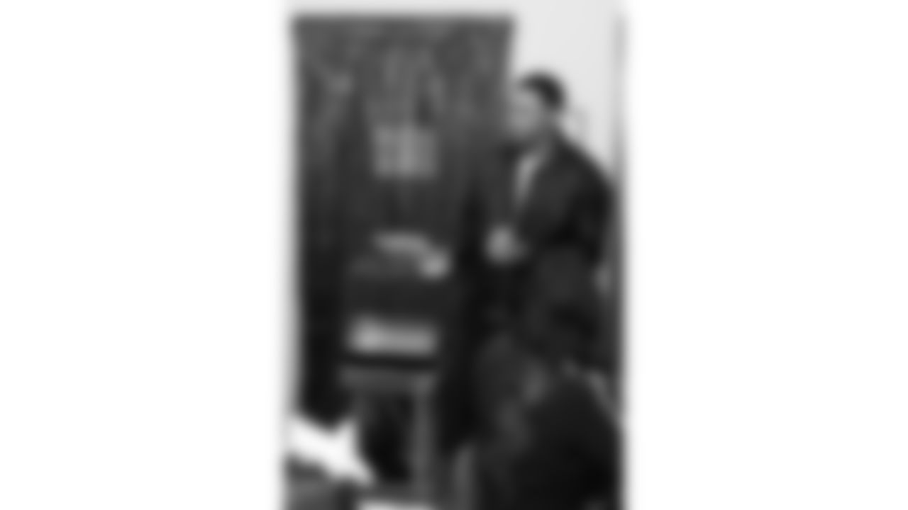 Kansas City Chiefs cornerback Trent McDuffies (22) reveals his My Cause My Cleats at the Solace House in Shawnee Mission, Kansas on Tuesday, November 11, 2025.