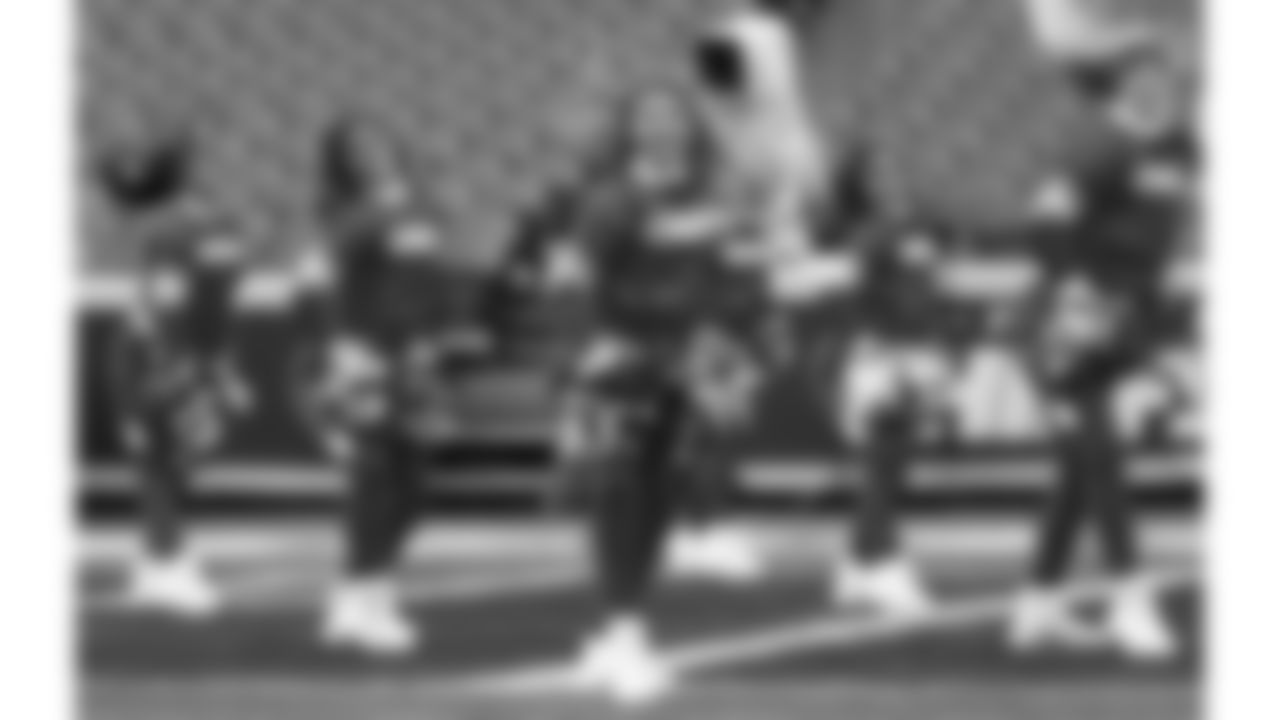 Kansas City Chiefs Cheerleaders practice on the field prior to a week 14 NFL Football game against the Houston Texans on Sunday, December 7, 2025 in Kansas City, MO.