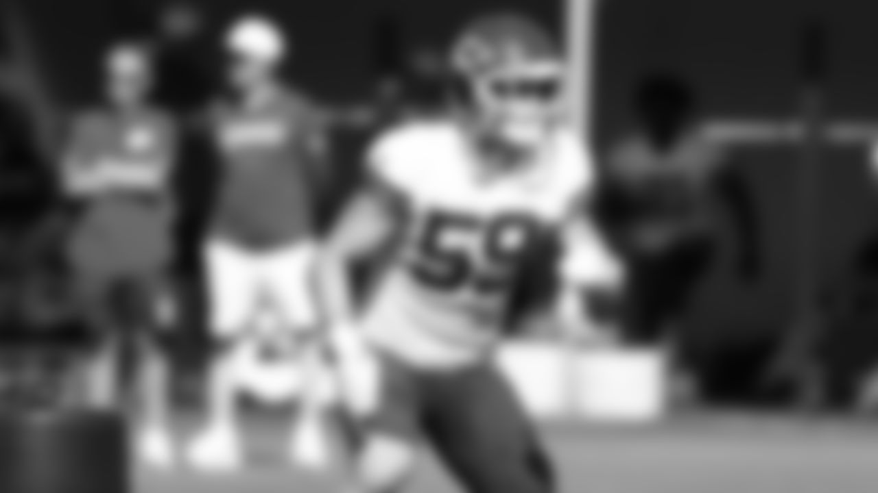 Kansas City Chiefs linebacker Cooper McDonald (59) on the field during training camp on day 7 of practice Tuesday, July 29, 2025.
