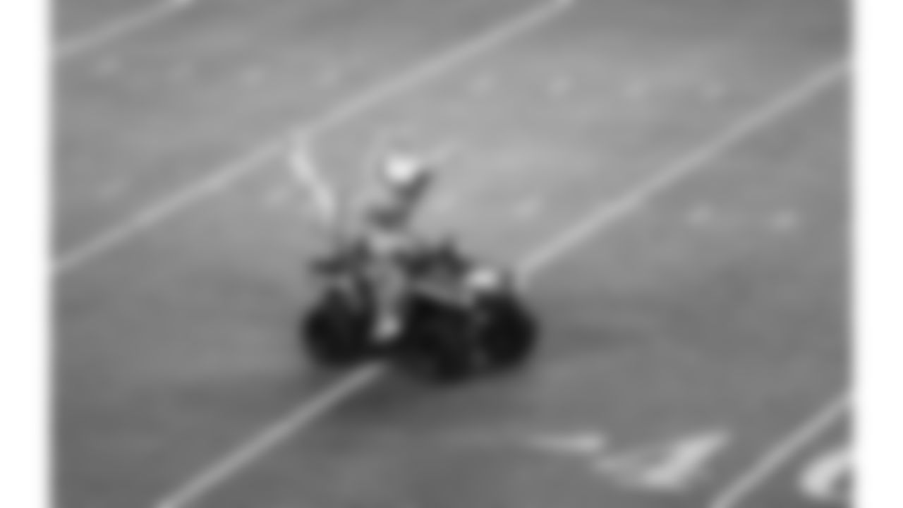 KC Wolf enters the field prior to a week 14 NFL Football game against the Houston Texans on Sunday, December 7, 2025 in Kansas City, MO.