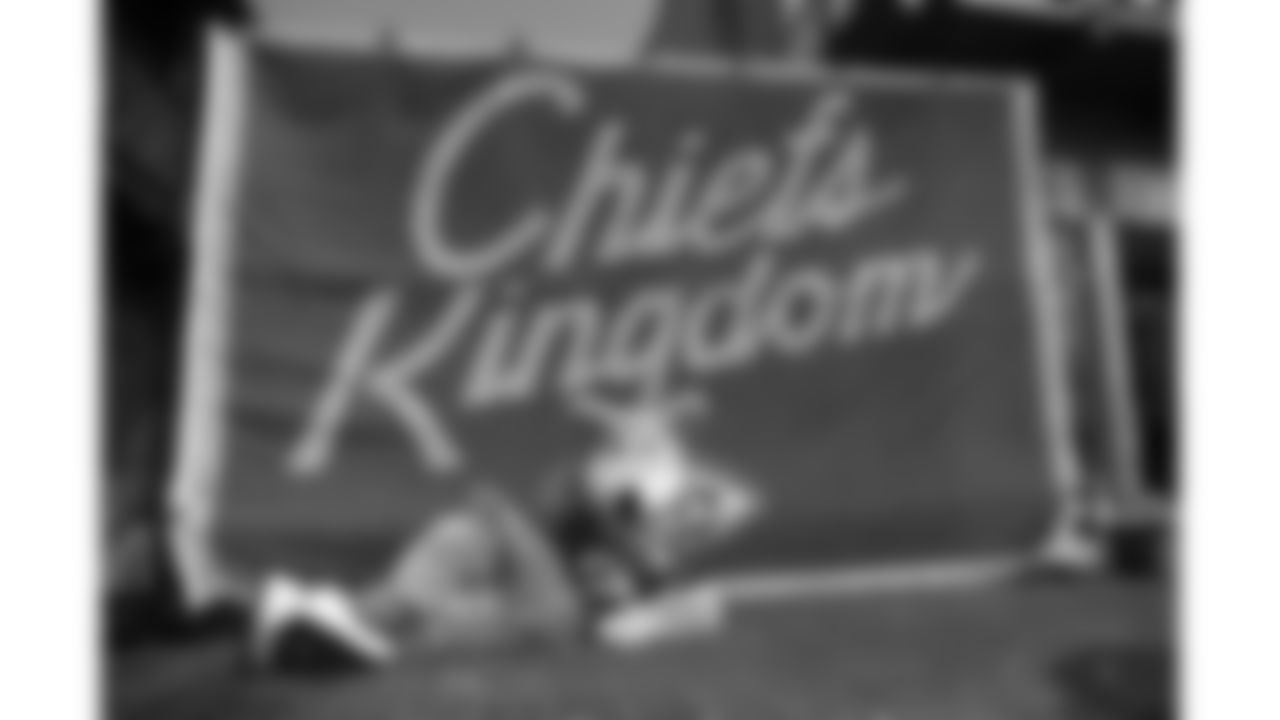 Kansas City Chiefs Mascot KC Wolf participates in Red Friday Week before the home opener at Arrowhead Stadium, September 13, 2017.
