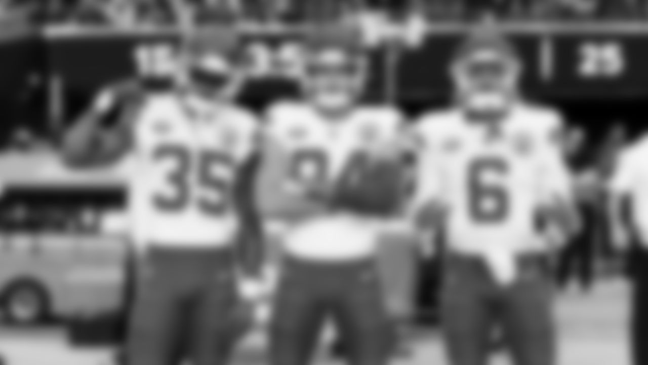 Kansas City Chiefs game captains prior to the regular season Week 12 NFL Football Game at Allegiant Stadium in Las Vegas, NV on Sunday, November 26, 2023.