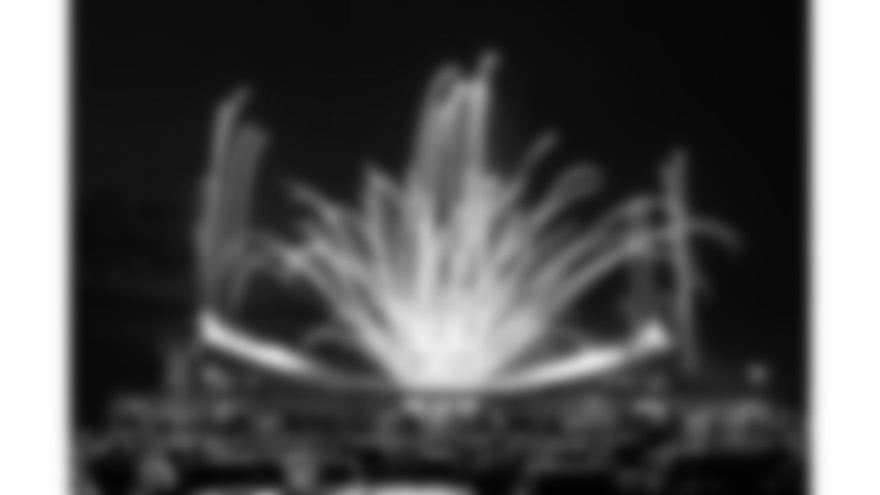 Fireworks over GEHA Field at Arrowhead Stadium prior to the week 6 NFL football game between the Kansas City Chiefs and the Detroit Lions, Sunday, October 12, 2025 in Kansas City, MO.