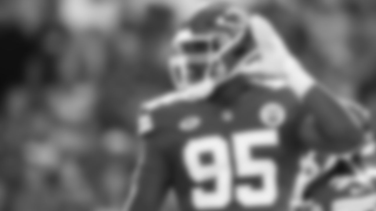 Kansas City Chiefs defensive tackle Chris Jones (95) hypes up the crowd during the regular season Week 3 NFL Football Game on Sunday, September 24, 2023 at GEHA Field at Arrowhead Stadium.