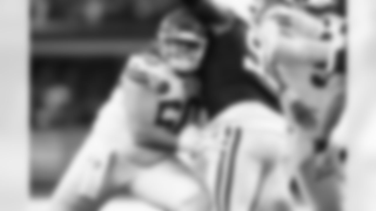 Kansas City Chiefs offensive lineman Hunter Nourzad (60) blocks during a week 13 NFL football game against the Dallas Cowboys on Thursday, November 27, 2025 in Arlington, TX.