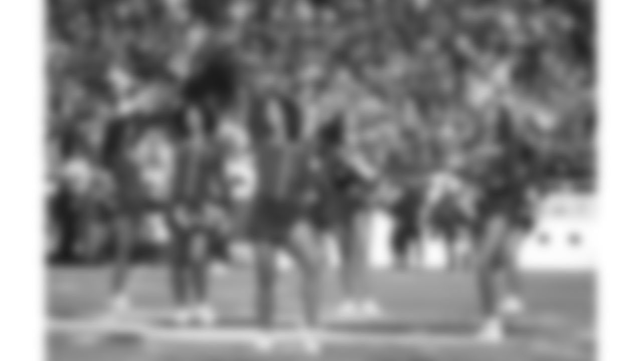 The Kansas City Chiefs Cheerleaders and Entertainment teams prior to a week 17 NFL Football game against the Denver Broncos on December 25, 2025 in Kansas City, MO.