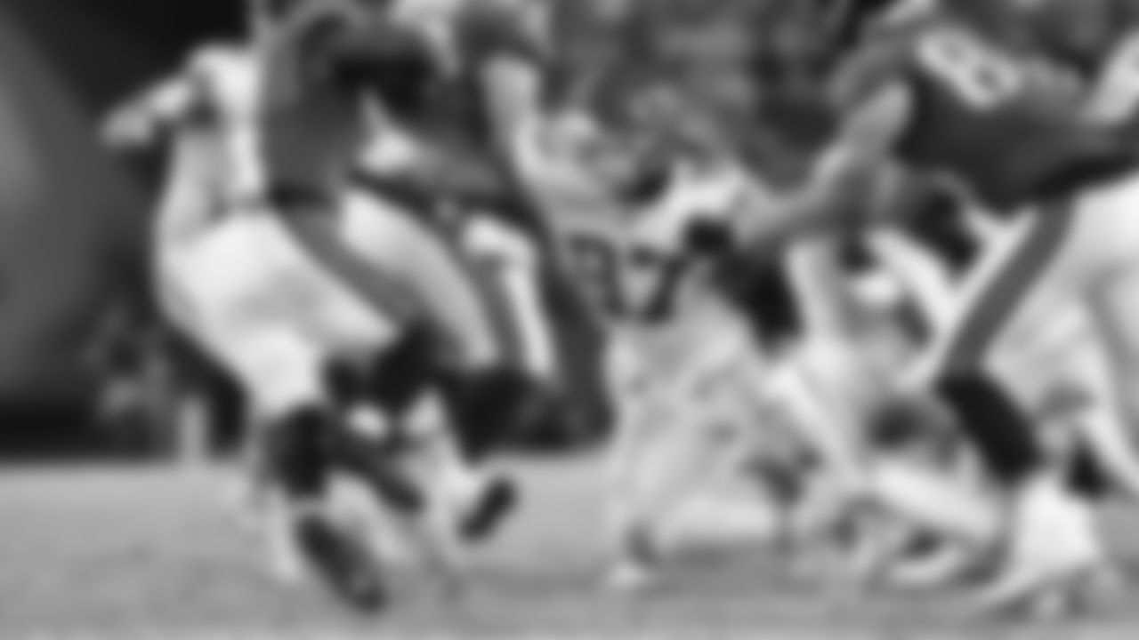 Kansas City Chiefs defensive end Ashton Gillotte (97) makes a tackle during a week 5 NFL football game against the Jacksonville Jaguars, Monday, October 6, 2025, in Jacksonville, FL.