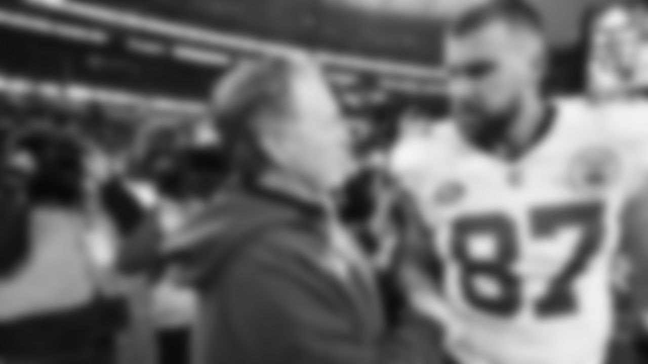 Kansas City Chiefs tight end Travis Kelce (87) following the regular season Week 15 NFL Football Game in Foxborough, MA on Sunday, December 17, 2023.
