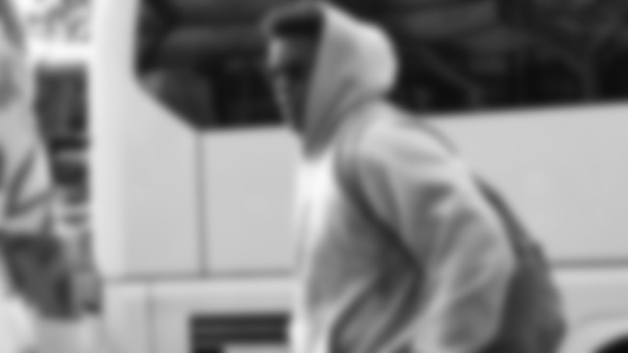 Kansas City Chiefs defensive end Truman Jones (57) arrives in Frankfurt ahead of the NFL regular season week 9 game on Friday, November 3, 2023.