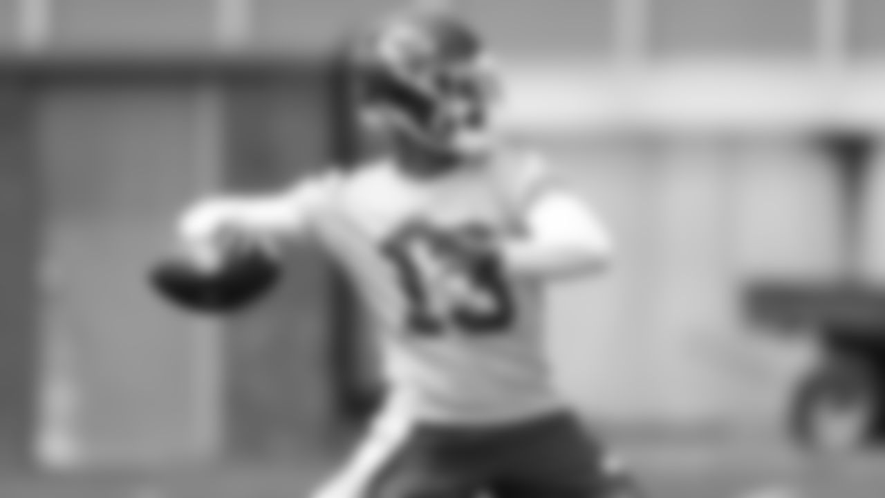 Kansas City Chiefs quarterback Chris Oladokun (13) at practice during day 1 of minicamp on Tuesday, June 11, 2024 in Kansas City, MO.
