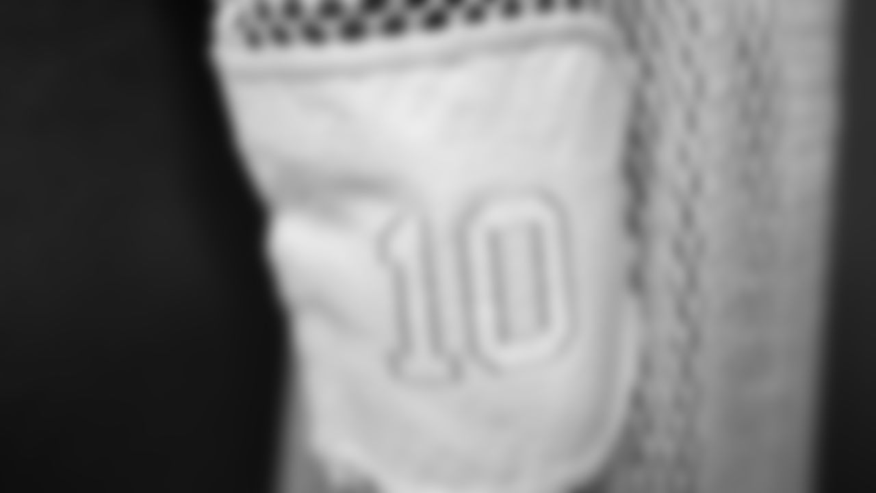 Kansas City Chiefs running back Isiah Pacheco's equipment bag prior to a week 13 NFL football game against the Dallas Cowboys on Thursday, November 27, 2025 in Arlington, TX.