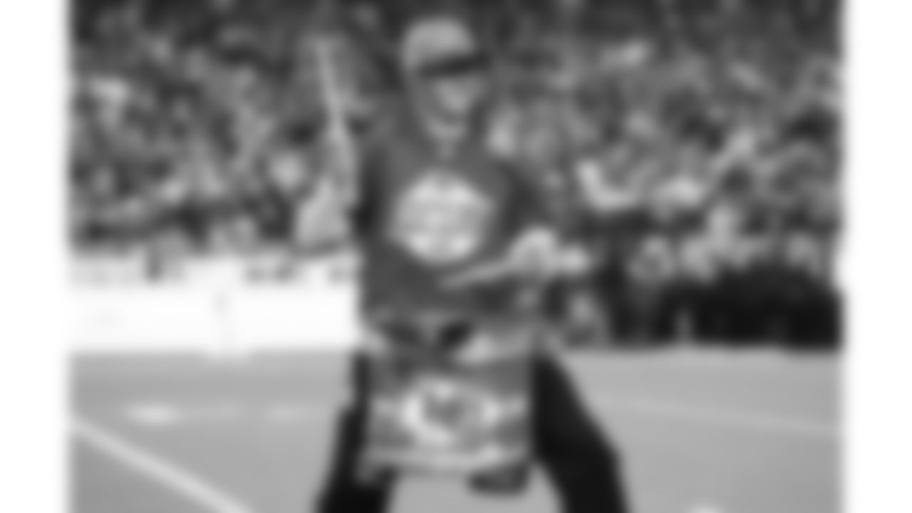 Rumble before a week 8 NFL football game against the Washington Commanders, Monday, October 27, 2025, in Kansas City, MO.