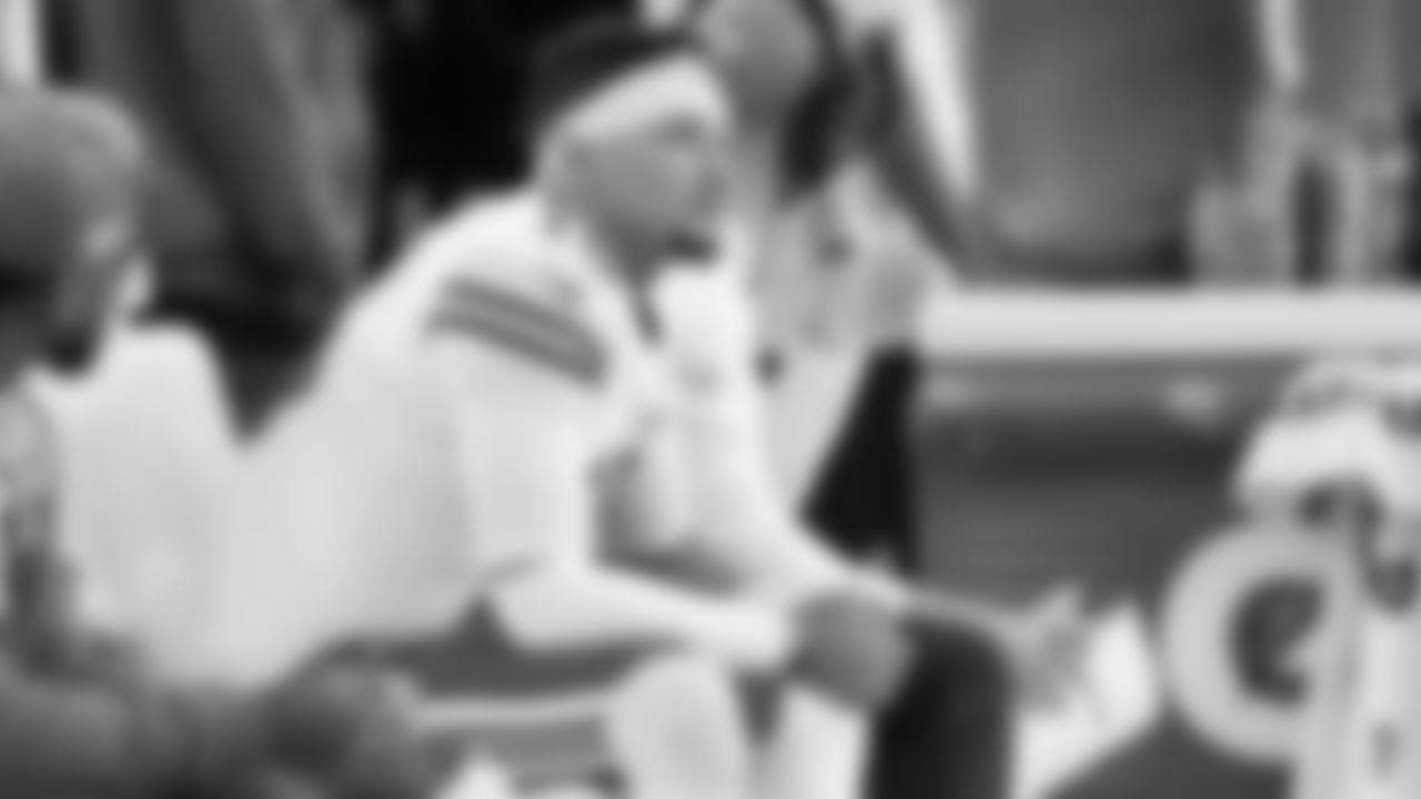 Kansas City Chiefs quarterback Patrick Mahomes (15) on the sideline during a week 11 NFL Football game against the Denver Broncos on Sunday, November 16, 2025 in Denver, Colorado.